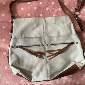 The Sak pale blue and Brown Leather Shoulder Bag